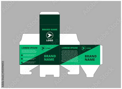 Packaging Design Template Green With Logo Brand Name Product Vector Illustration