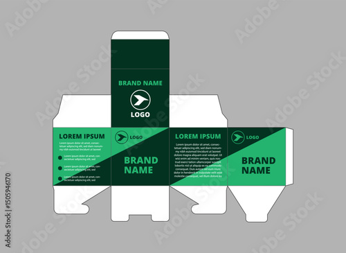 Packaging Design Template Green With Logo Brand Name Product Vector Illustration