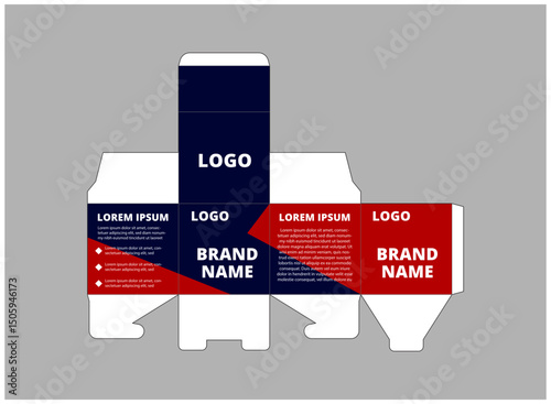 Packaging Design Template Blue And Red With Logo Brand Name Product Vector Illustration