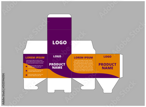 Packaging Design Template Purple And Orange With Logo Brand Name Product Vector Illustration