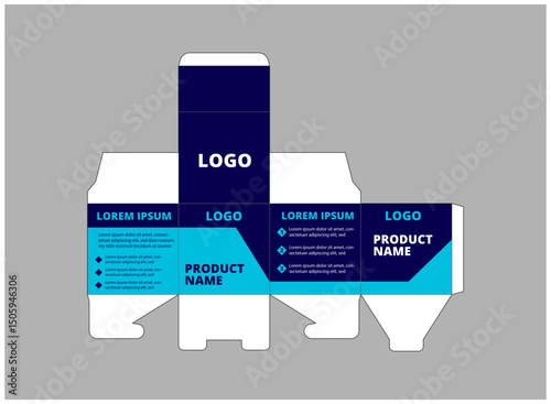Packaging Design Template Product Blue Color With Logo Brand Name Product Vector Illustration