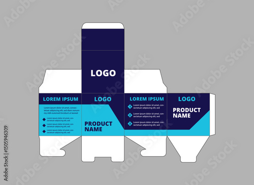 Packaging Design Template Product Blue Color With Logo Brand Name Product Vector Illustration