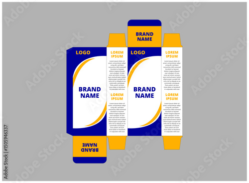 Packaging Design Template Product Blue And Yellow With Logo Brand Name Product Vector Illustration