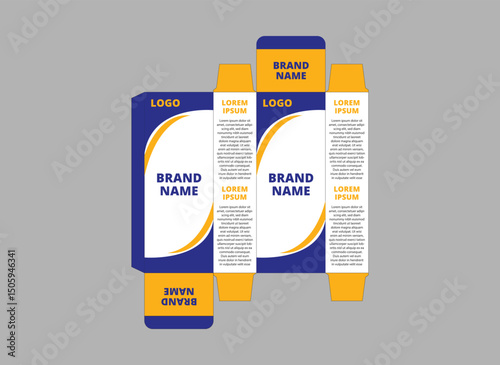 Packaging Design Template Product Blue And Yellow With Logo Brand Name Product Vector Illustration
