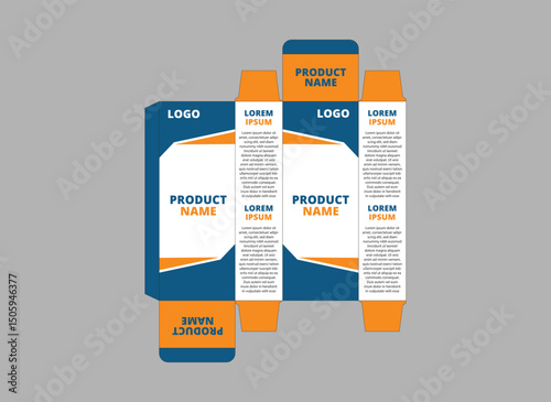 Packaging Design Template Product Blue And Orange With Logo Brand Name Product Vector Illustration