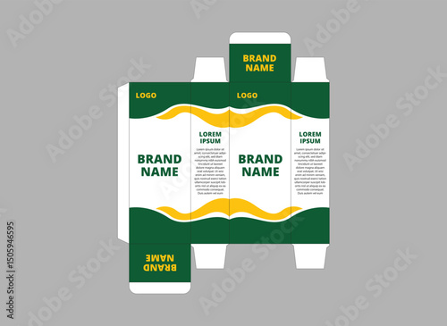 Packaging Design Template Product Green And Yellow With Logo Brand Name Product Vector Illustration