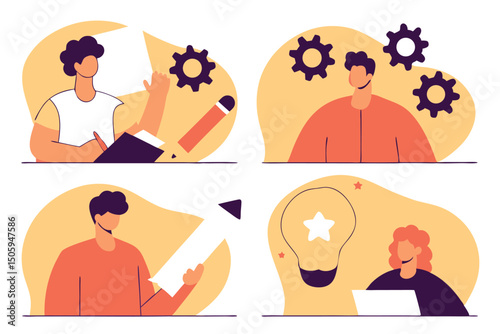 Creative brainstorming process with teamwork ideas business collaboration design and inspiration