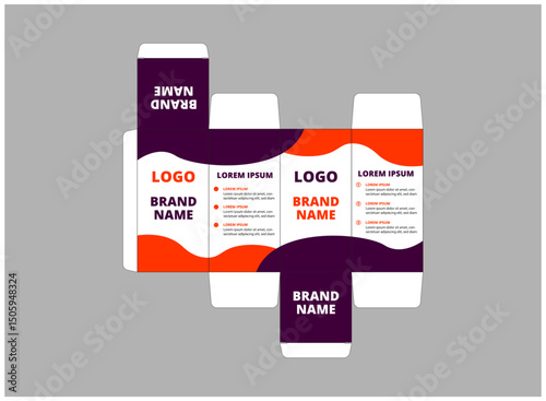 Packaging Template Design Product Orange And Purple With Logo Brand Name Product Vector Illustration