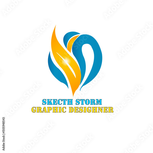 Free Download Modern Abstract Flame Logo – Blue and Yellow Drop Icon - GFXLoad