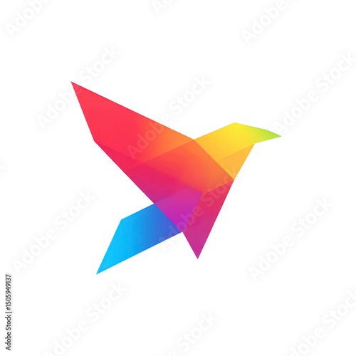 Free Download Colorful geometric bird illustration with gradient of red, orange, yellow, and blue hues, creating vibrant and modern design. abstract style adds dynamic and artistic touch - GFXLoad