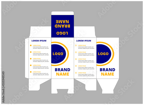 Packaging Template Design Product Blue And Yellow With Logo Brand Name Product Vector Illustration