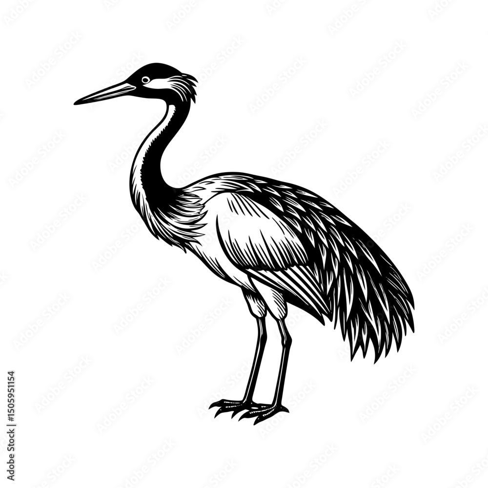 Obraz premium crane line art silhouette vector