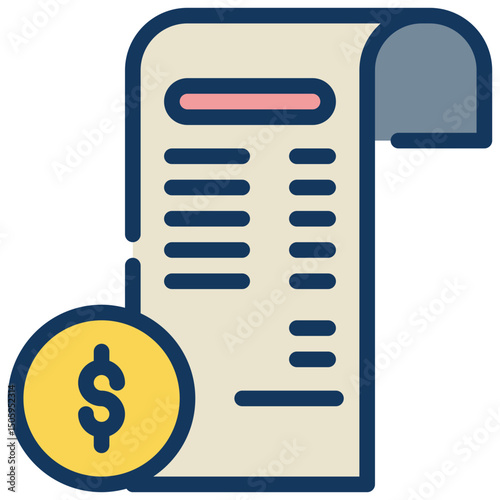 receipt bill money expense filled outline icon