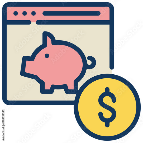 saving online banking piggy filled outline icon
