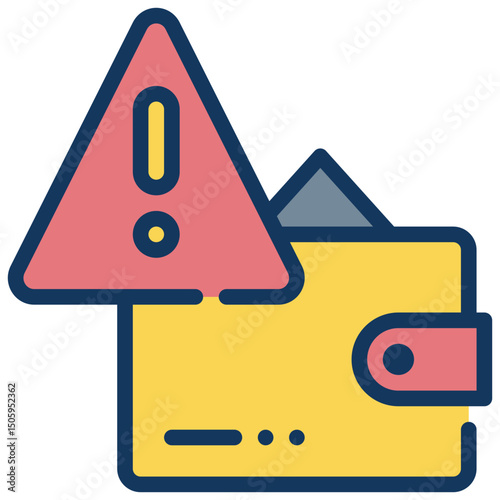 wallet alert transaction money exclamation warning filled outline icon