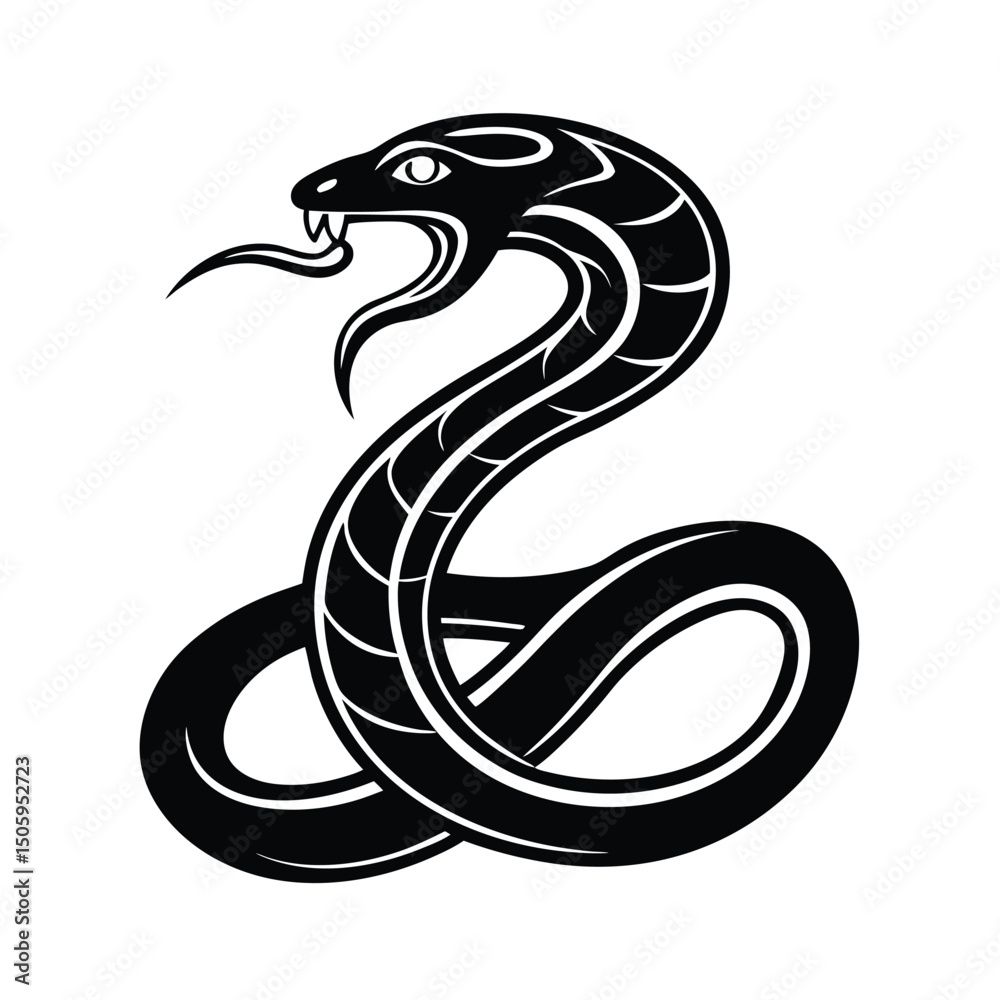 Fototapeta premium ribal Snake in Coils Tattoo with Fierce Detailing