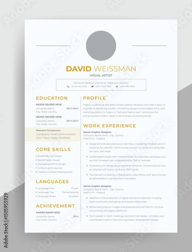 Minimal ATS-Friendly Resume Template – Corporate, Freelance, Journalist CV Design in Vector	