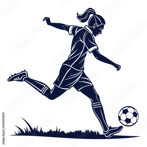 Powerful Female Soccer Player Silhouette Illustration
