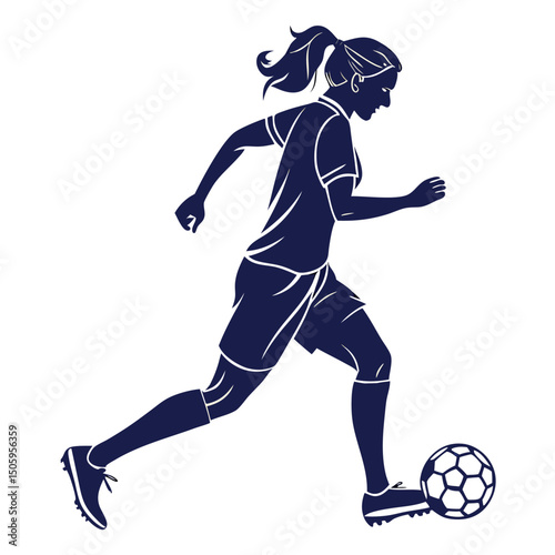 Silhouette of a Female Soccer Player in Action