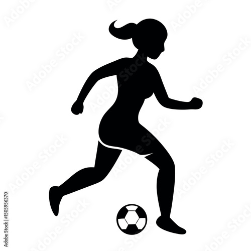 Silhouette of a Female Soccer Player in Action
