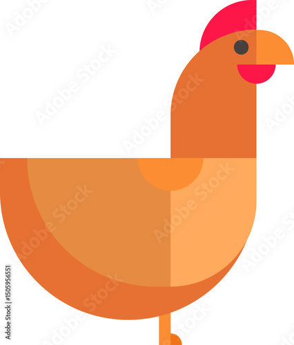 Chicken farm bird in abstract modern flat style. Creative concept design character. Vector illustration.