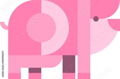 Pig farm animal in abstract modern fashion style. Creative concept design character. Vector illustration.