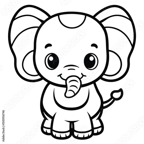 Cute Elephant Coloring Page