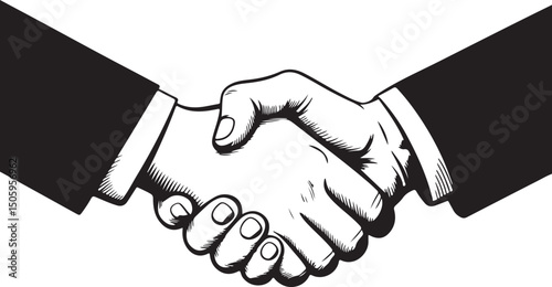 Business partnership handshake black and white vector 