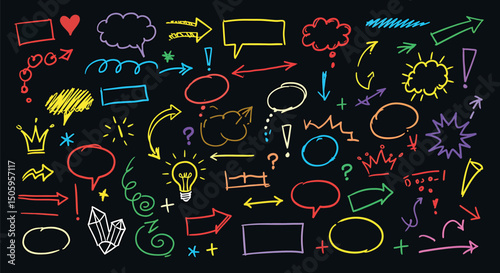 Colorful Neon Doodle Element Collection
