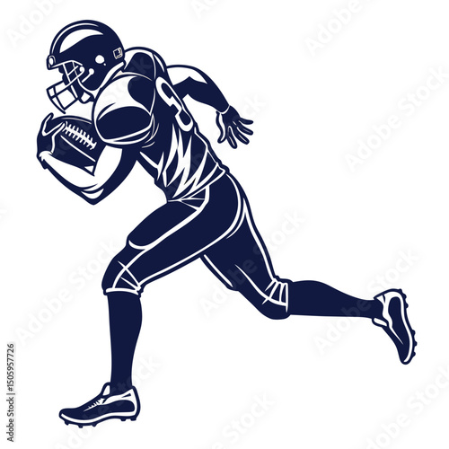 American Football Player in Action Dynamic Running Back Illustration