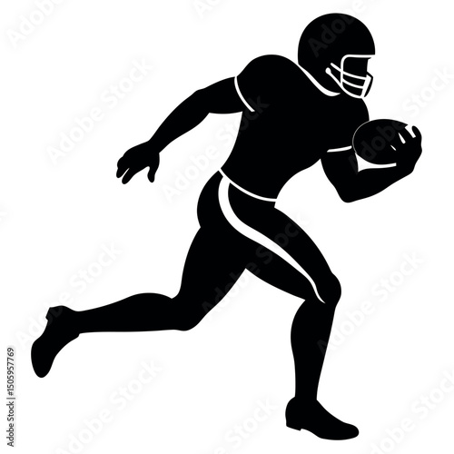 American Football Player Silhouette Action Shot