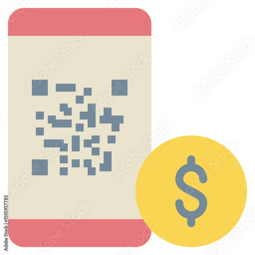 qr code scan money payment online flat style icon