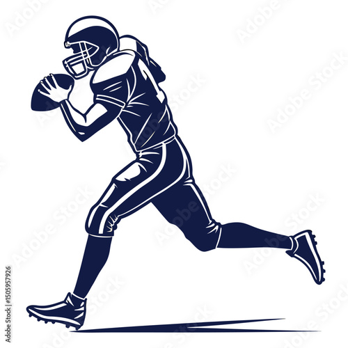 American Football Player in Action Dynamic Vector Illustration