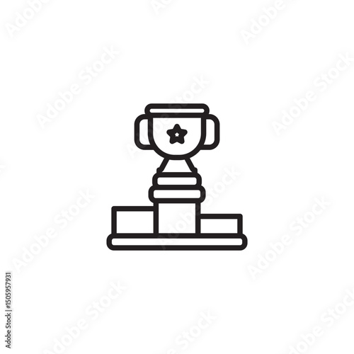 An icon of a trophy on a three-tiered podium, symbolizing victory, achievement, or first place in a competition.