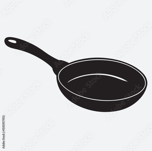 frying pan silhouette vector art illustration, frying pan isolated on white