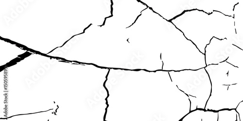 Generate a high-contrast black and white abstract texture that resembles cracked or fractured surfaces, similar to dry, parched earth or old paint chipping. Emphasize irregular lines and broken segmen