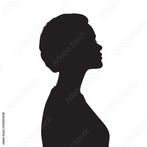 woman head silhouette set, Black & White silhouette set