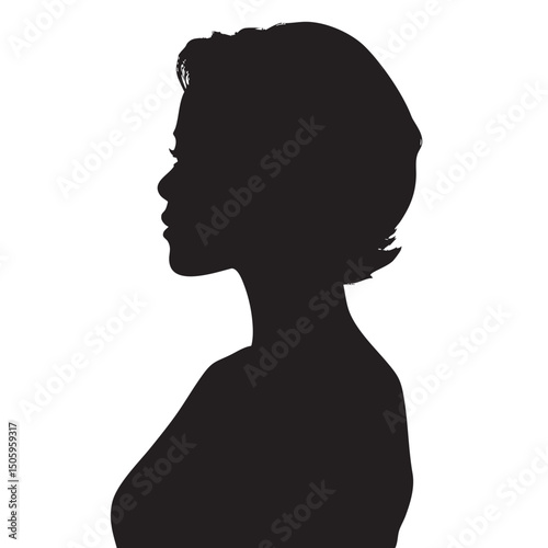 woman head silhouette set, Black & White silhouette set
