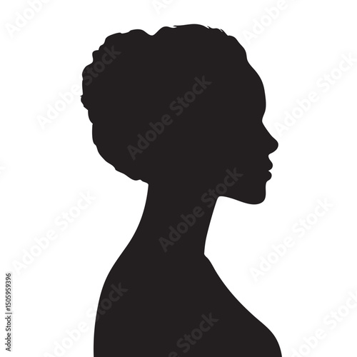 woman head silhouette set, Black & White silhouette set