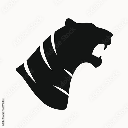 Powerful Tiger Head Silhouette A Fierce and Majestic Vector Illustration