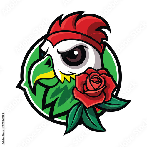 12 Vactor mascot skull eagle rose eagle mascot Japanese demon Bald eagle holding missile Cardinal Isolated Mascot 