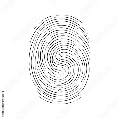 Fingerprint. A unique pattern of skin on the pad of a person's finger. Personal identification. Symbol of authentication, privacy, and data protection technologies.