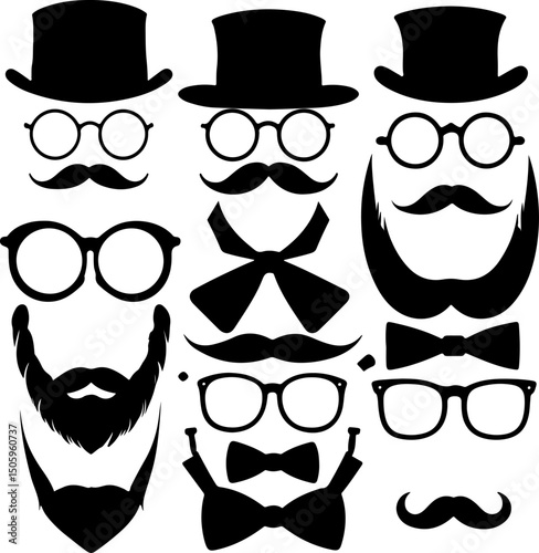 Father and Children Silhouettes Bundle vector
