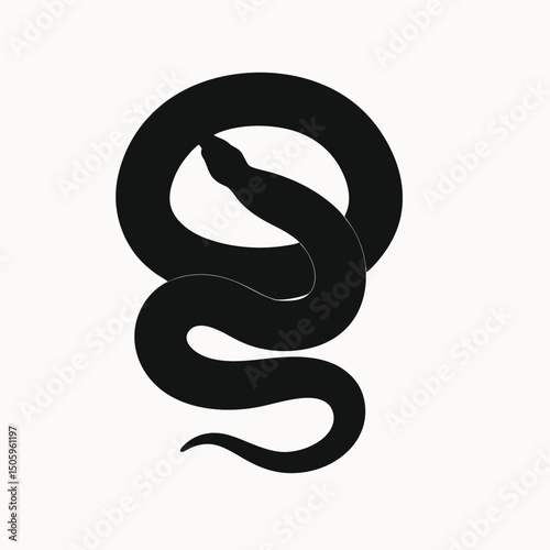 Wallpaper Mural Serpentine Circle Black and White Snake Silhouette Graphic Design Torontodigital.ca