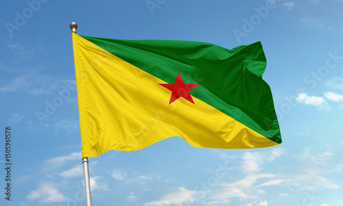 French Guiana regional flag with red star photo
