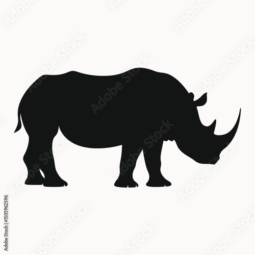 Powerful Rhino Silhouette Majestic African Wildlife Vector Illustration