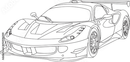 Sports Car Outline vector isolated On Transparent Background