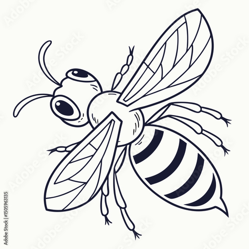 Various insects including mosquito bee wasp and housefly in vector illustration style