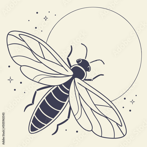 Various insects including mosquito bee wasp and housefly in vector illustration style