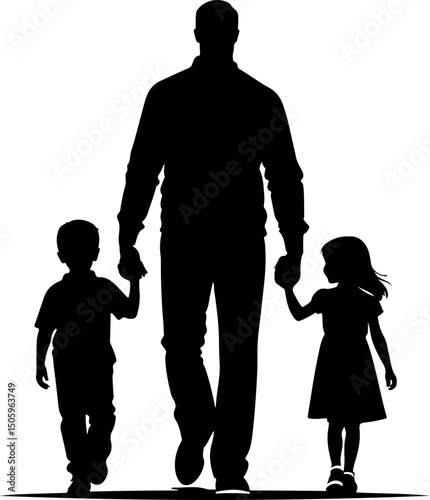 Father and Children Silhouettes Bundle vector